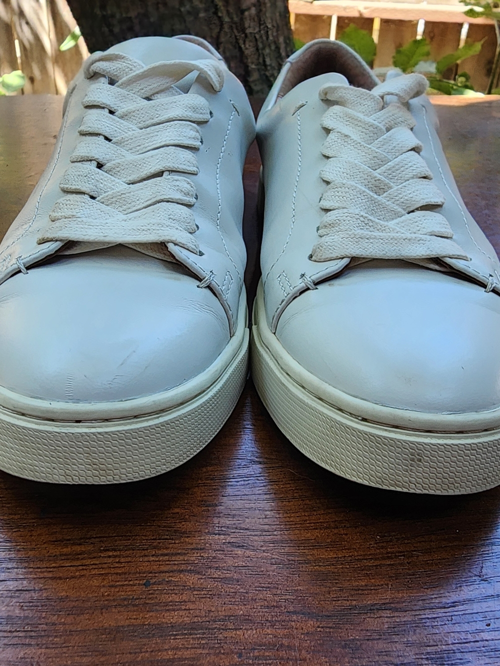 Frye Ivy Low Lace White Leather Sneakers Snake Print Embossed Heel [6] - Picture 5 of 11
